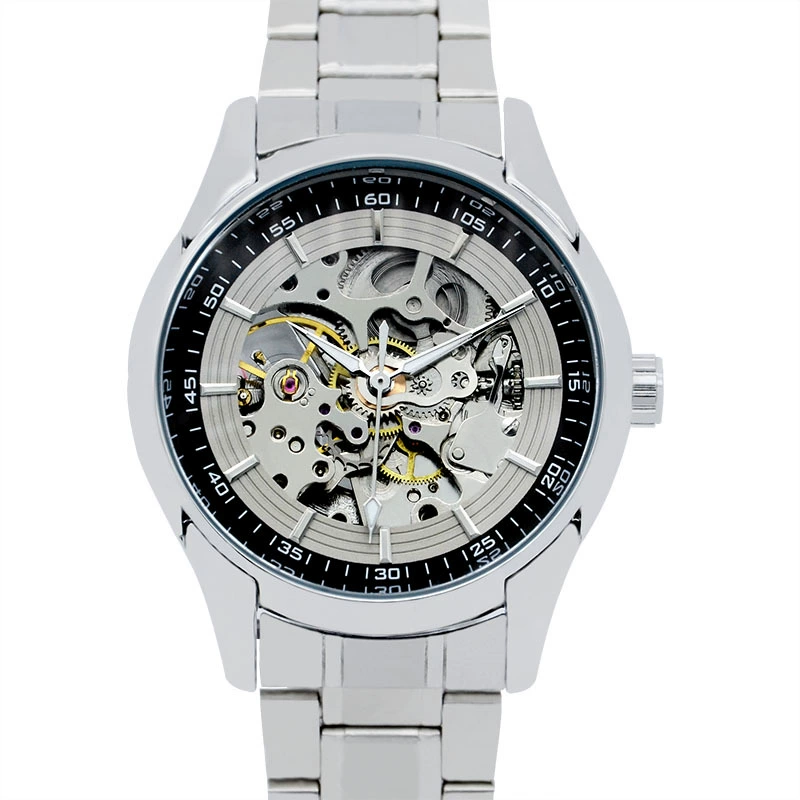 Round fully skeletonized steel mechanical wristwatch - Image 3