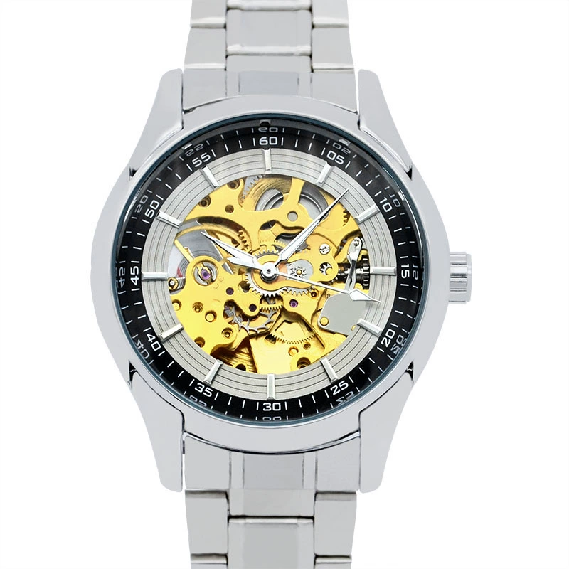 Round fully skeletonized steel mechanical wristwatch - Image 2