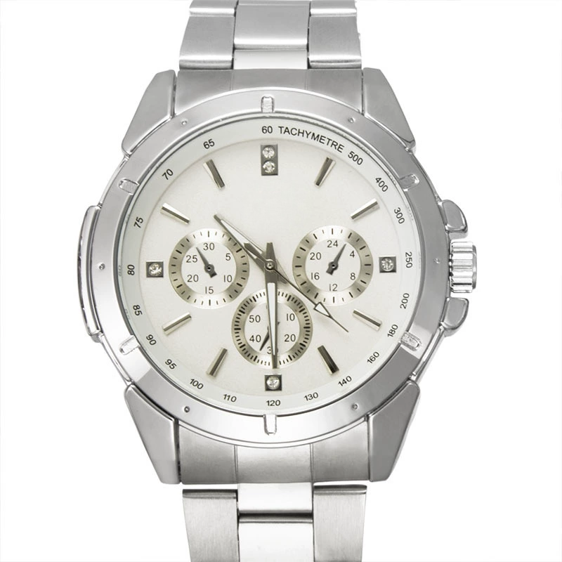 Three-eyes chronograph steel strap quartz watch - Image 3