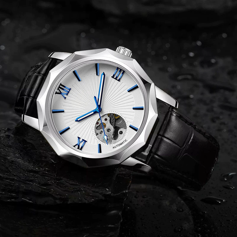 Octagonal Semi-Skeleton Mechanical Watch - Image 3