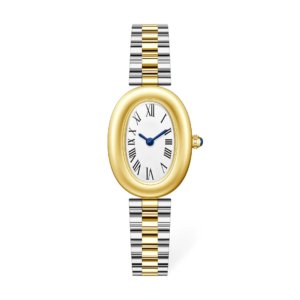 Elliptical Roman dial steel bracelet watch