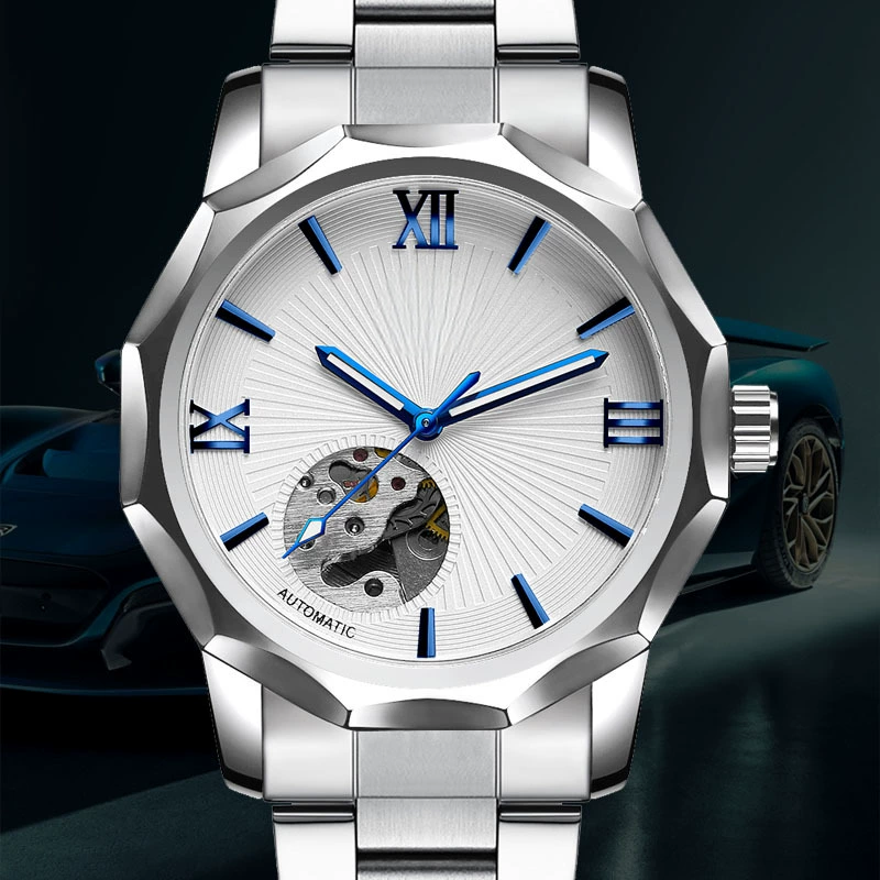 Octagonal Semi-Skeleton Mechanical Watch - Image 2