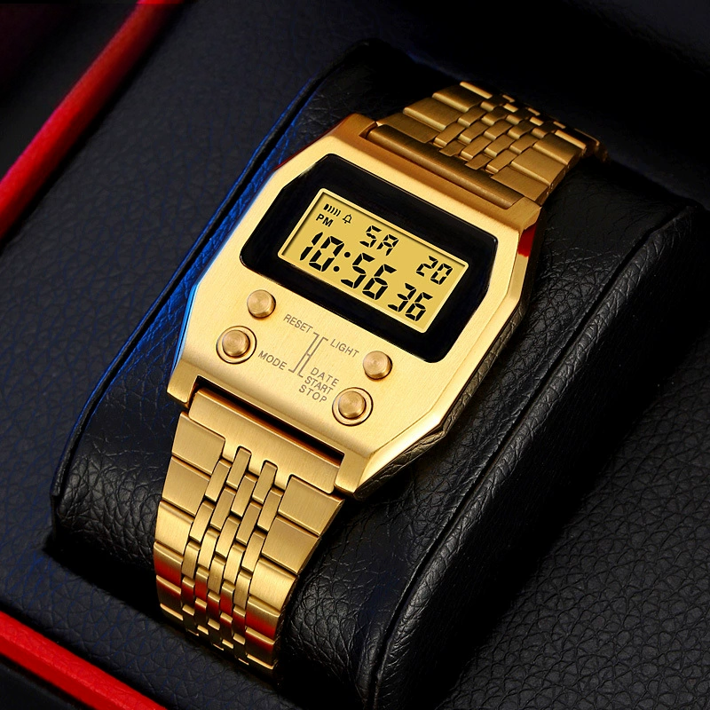 Retro square steel digital watch - Image 2
