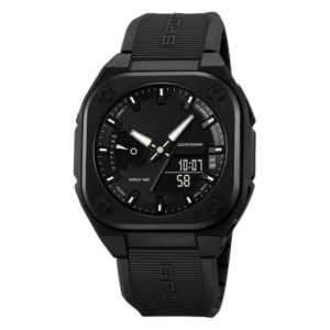 Square Mecha-Style Dual-Display Sports Digital Watch