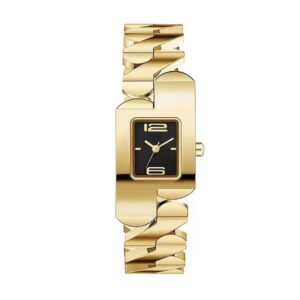 Geometric square steel strap quartz watch
