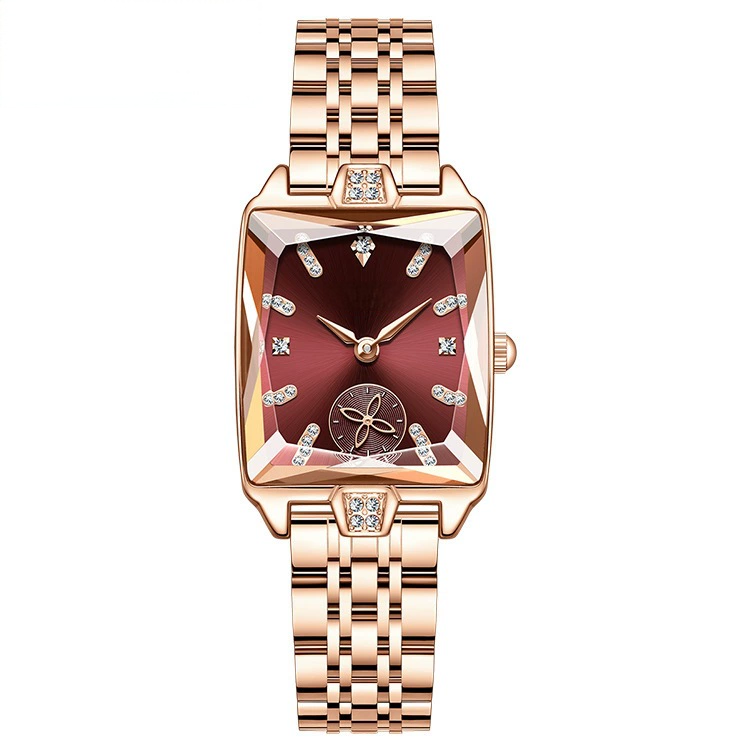 Light Luxury Square Dial Diamond-Set Quartz Watch - Image 3