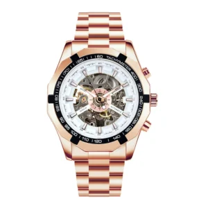 Octagonal Skeleton Chronograph Mechanical Wristwatch